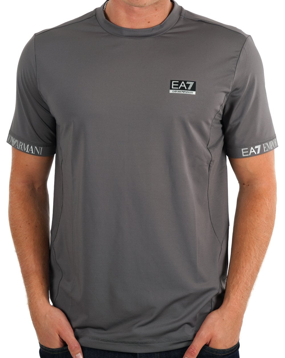EA7 Ventus 7 Box-Logo-T-Shirt Grau