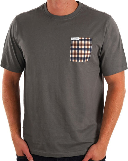 Aquascutum Club T-Shirt mit Karomuster und Tasche, Anthrazit