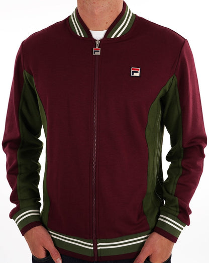 Fila Vintage Mk1 Settanta Trainingsjacke in Weinrot und Vintage-Grün