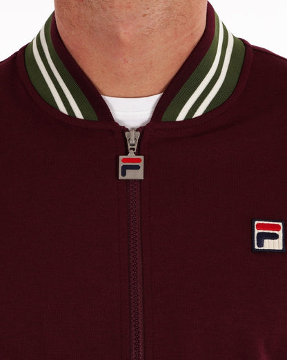 Fila Vintage Mk1 Settanta Trainingsjacke in Weinrot und Vintage-Grün