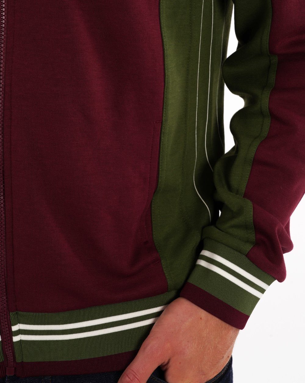 Fila Vintage Mk1 Settanta Trainingsjacke in Weinrot und Vintage-Grün