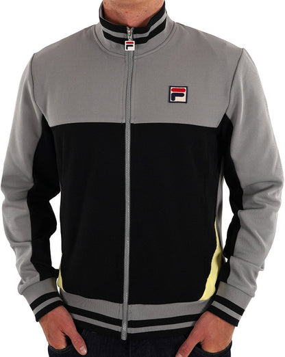 Fila Vintage Tiebreak Trainingsjacke Schwarz Grau Zitrone