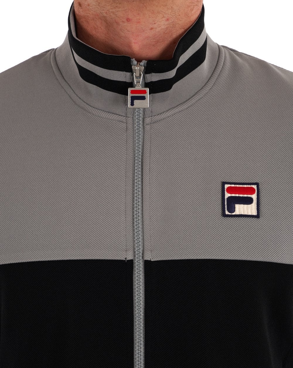 Fila Vintage Tiebreak Trainingsjacke Schwarz Grau Zitrone