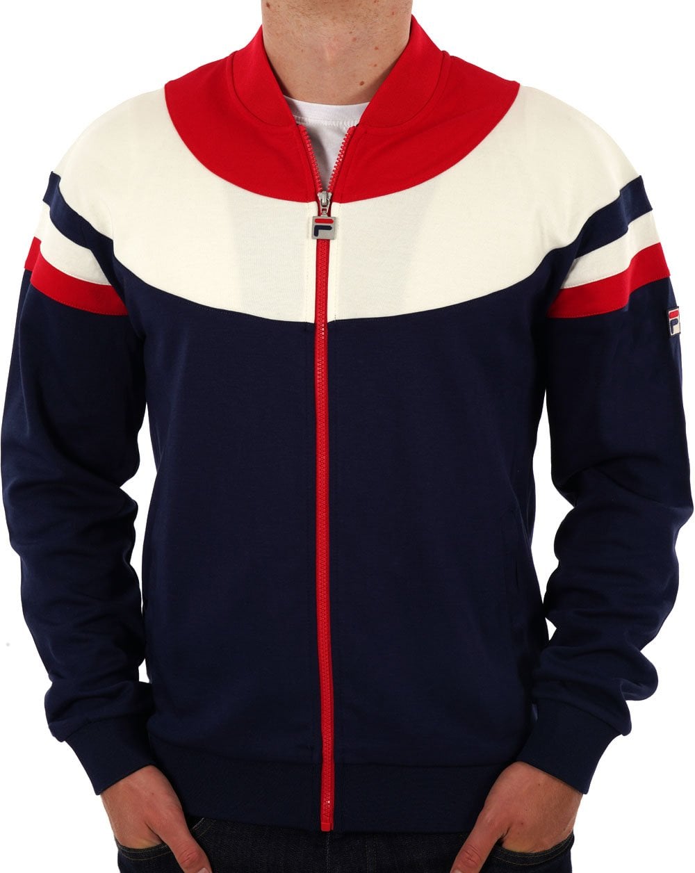 Fila Vintage Donny Trainingsjacke Marineblau Rot Ecru