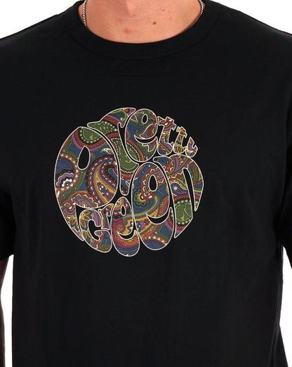 Pretty Green T-Shirt mit Paisley-Logo zum 15. Jahrestag, Schwarz