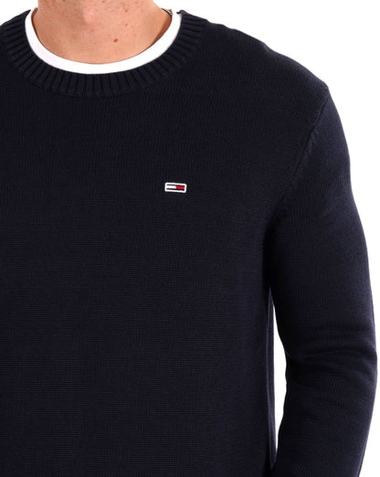 Tommy Jeans – Rundhalspullover in Marineblau