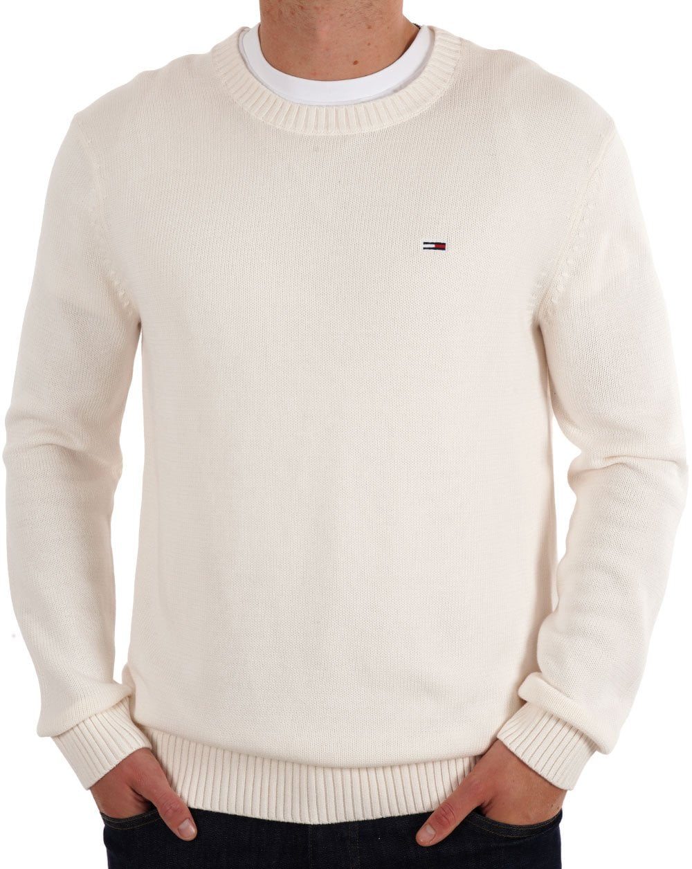 Tommy Jeans – Rundhalspullover in Vintage-Weiß