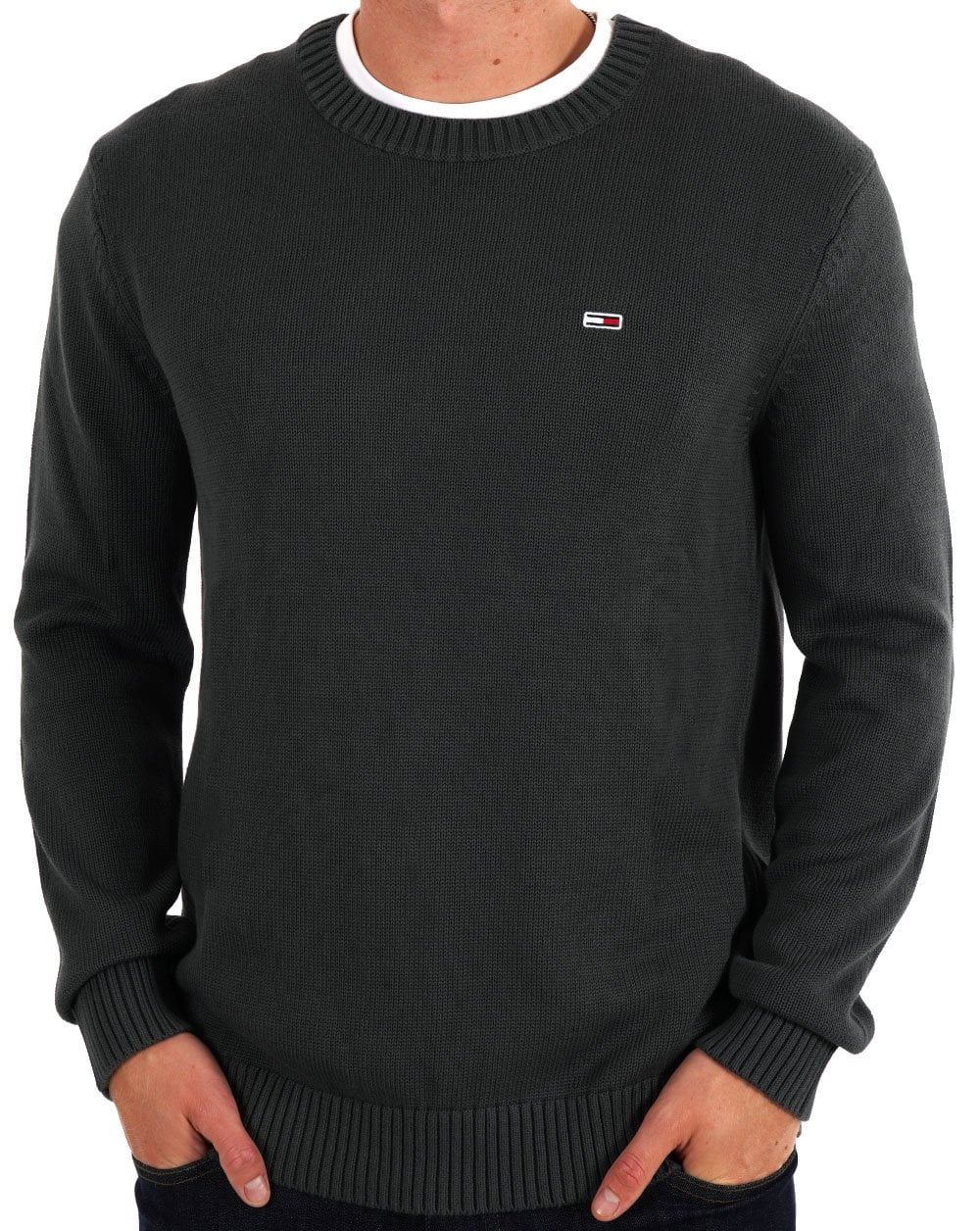 Tommy Jeans – Pullover mit C-Ausschnitt, Dunkelgrau