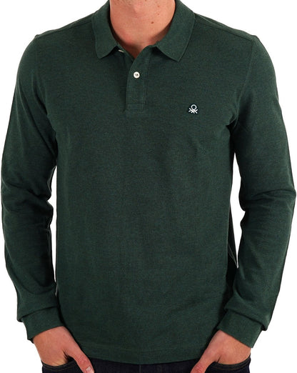 Benetton Langarm-Poloshirt Grün