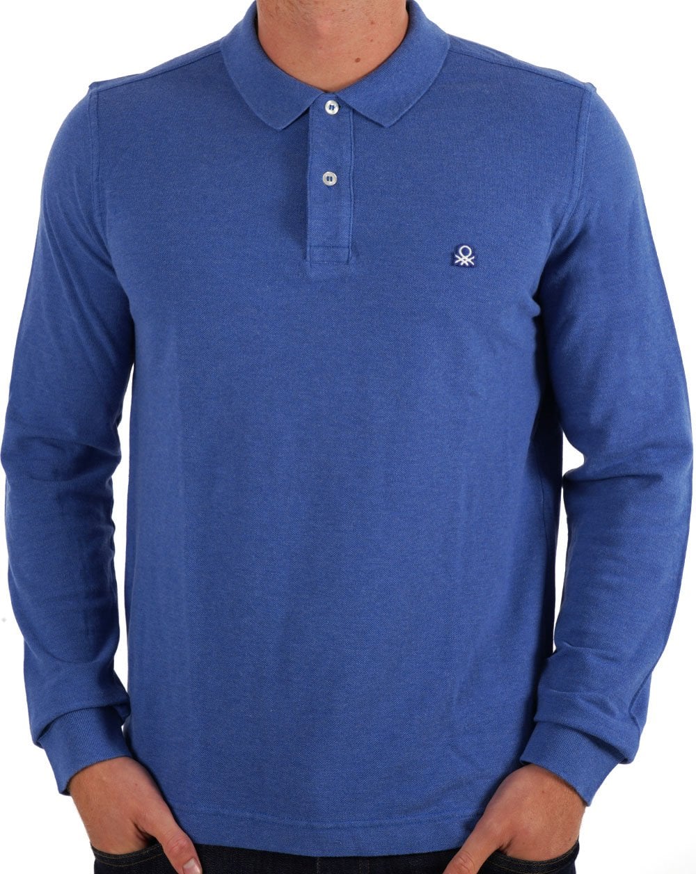 Benetton Langarm-Poloshirt Blau