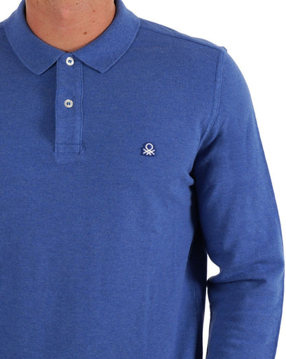 Benetton Langarm-Poloshirt Blau