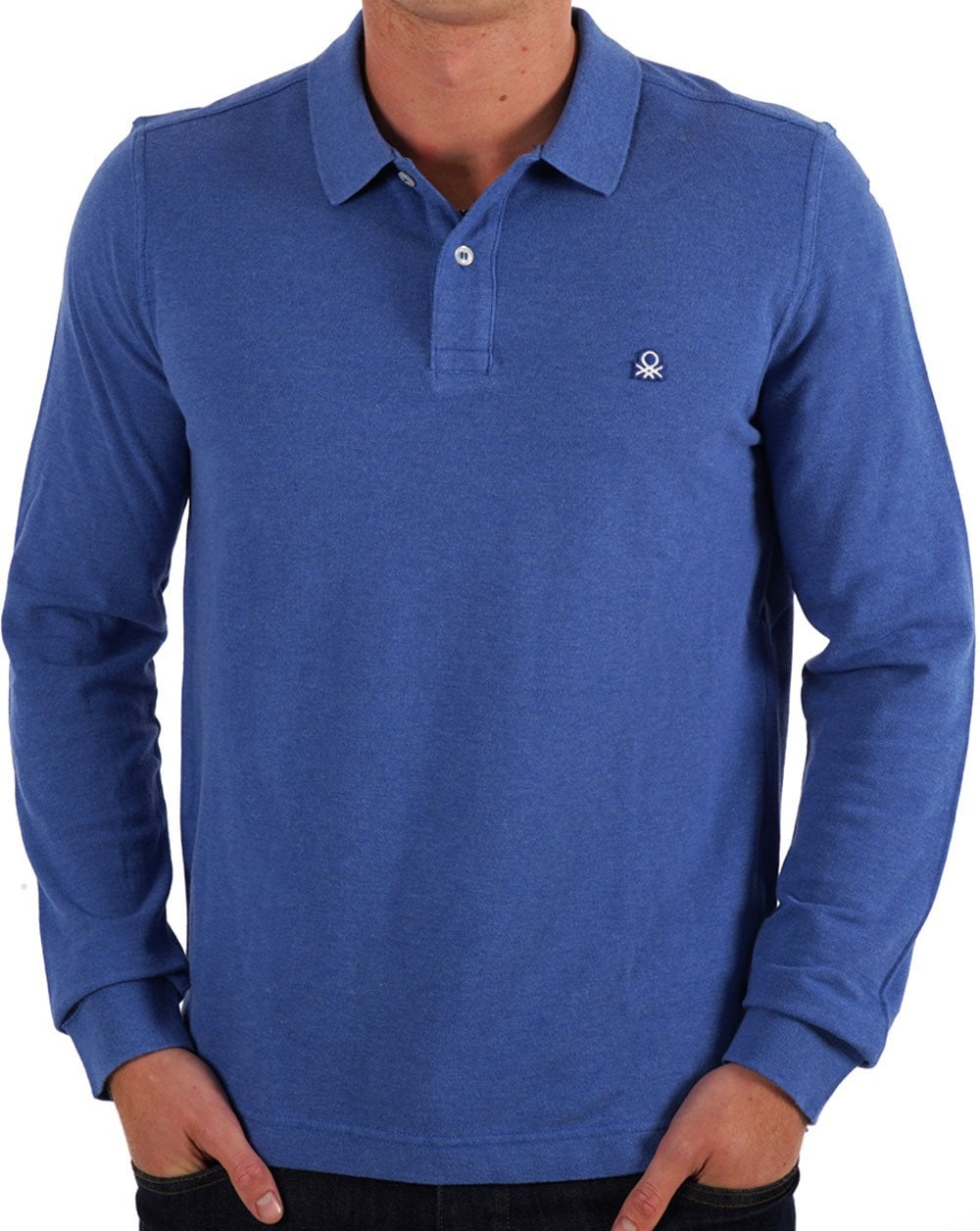 Benetton Langarm-Poloshirt Blau