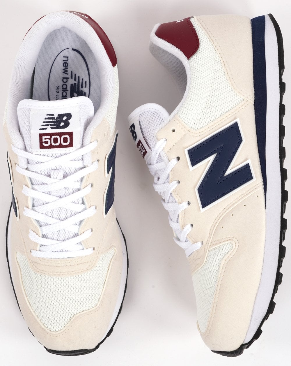 New Balance 500 Trainer Off White/Marineblau/Burgund