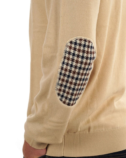 Aquascutum Club Check Ellbogenstrick Heller Stein