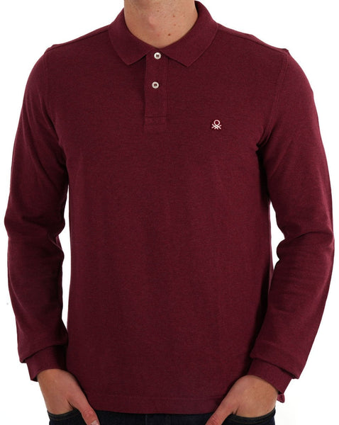 Benetton Long Sleeve Polo Burgundy