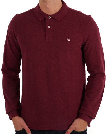 Benetton Langarm-Poloshirt Burgunderrot