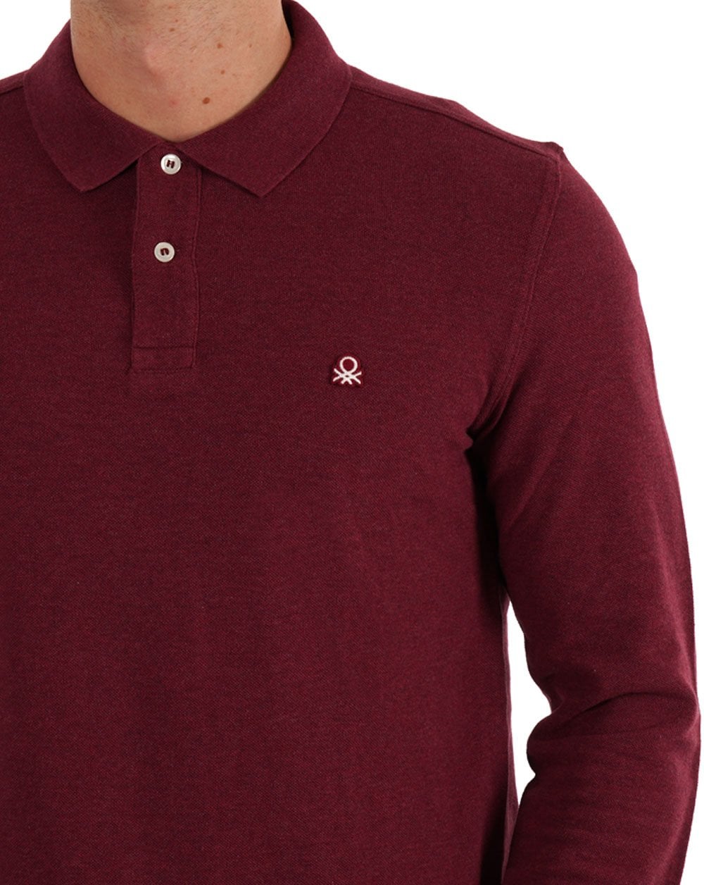 Benetton Langarm-Poloshirt Burgunderrot