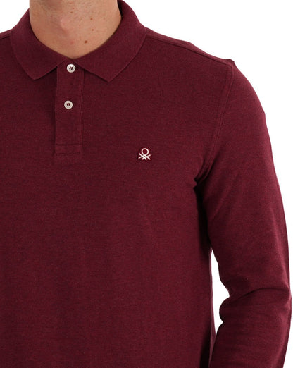 Benetton Langarm-Poloshirt Burgunderrot