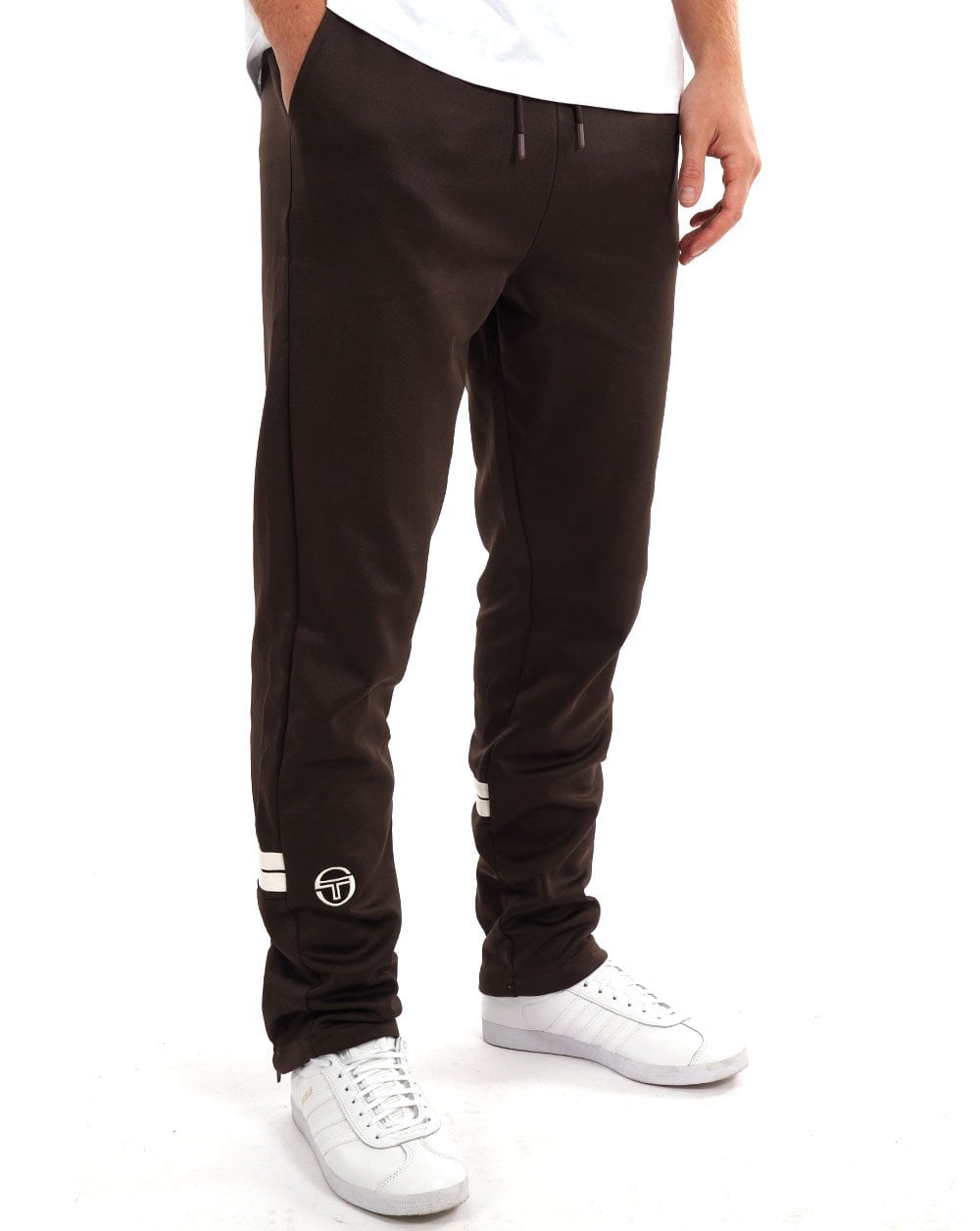 Sergio Tacchini – Trainingshose mit Reißverschluss in dunklem Kaffee