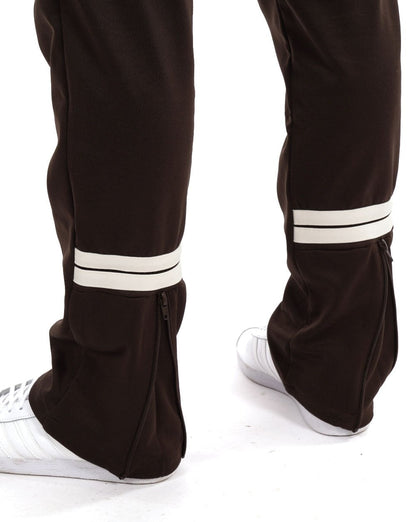 Sergio Tacchini – Trainingshose mit Reißverschluss in dunklem Kaffee