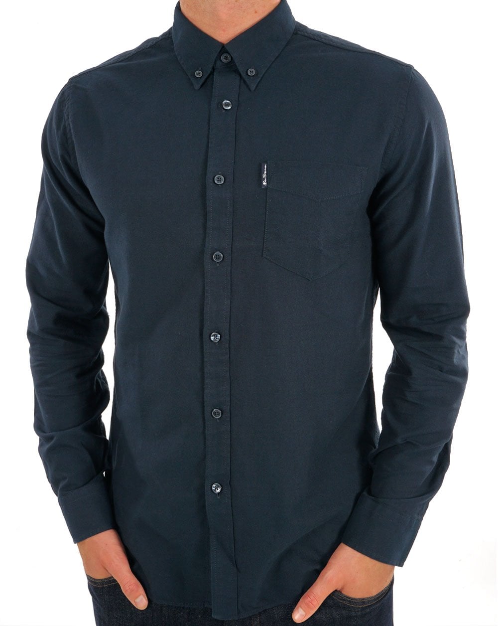 Ben Sherman – Langärmliges Oxford-Hemd in Marineblau