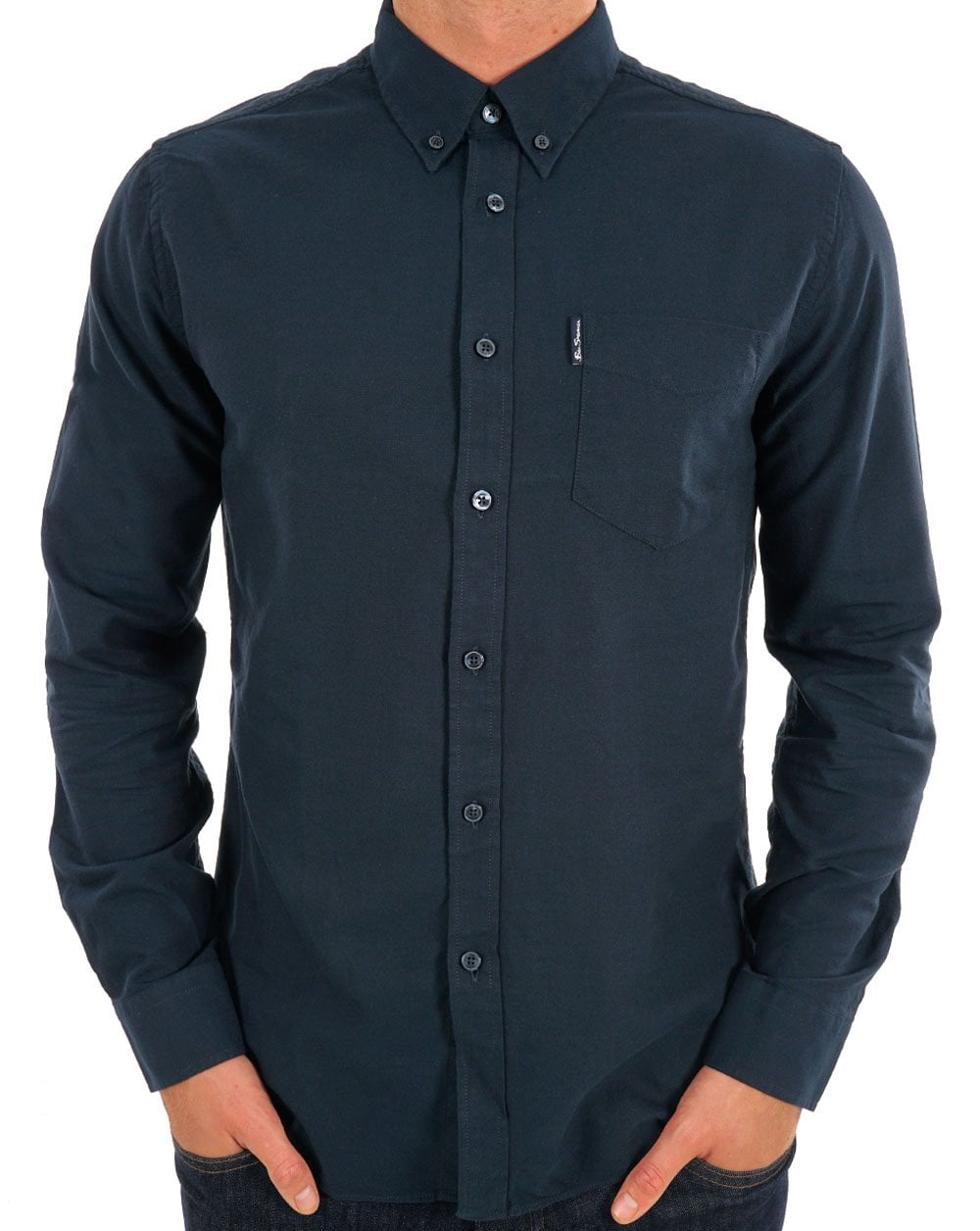 Ben Sherman – Langärmliges Oxford-Hemd in Marineblau
