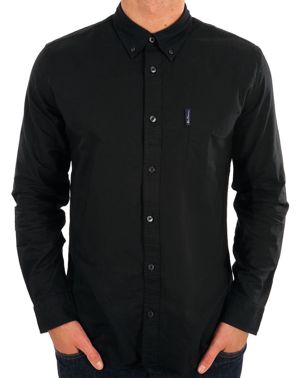 Ben Sherman – Langärmliges Oxford-Hemd in Schwarz
