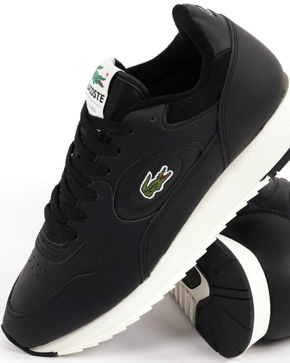 Lacoste Linetrack Leder-Sneaker Schwarz/Off-White