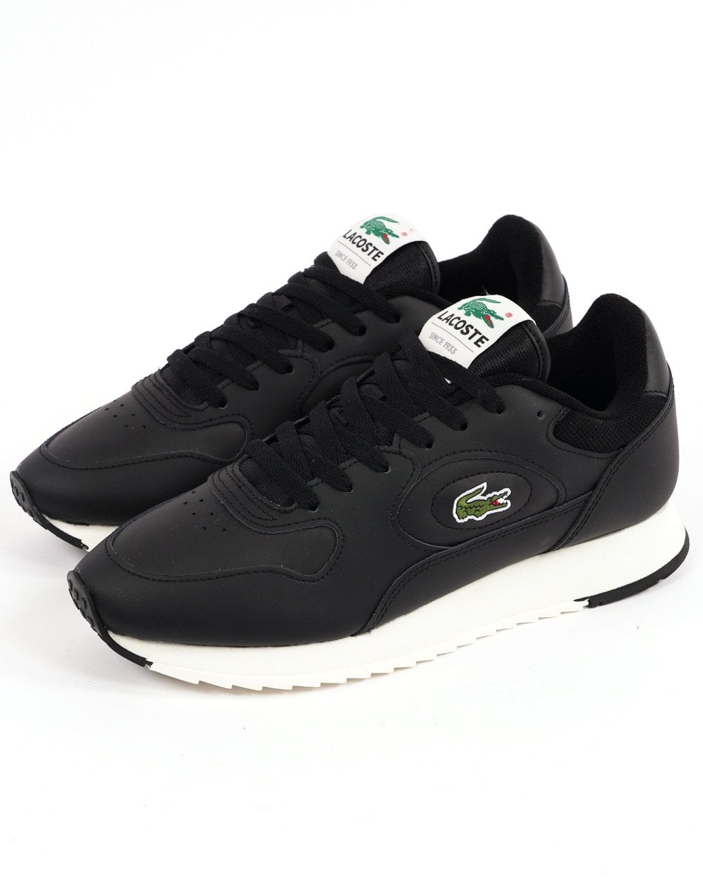 Lacoste Linetrack Leder-Sneaker Schwarz/Off-White