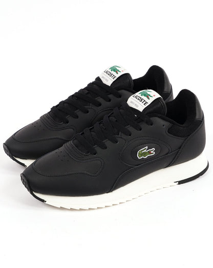 Lacoste Linetrack Leder-Sneaker Schwarz/Off-White