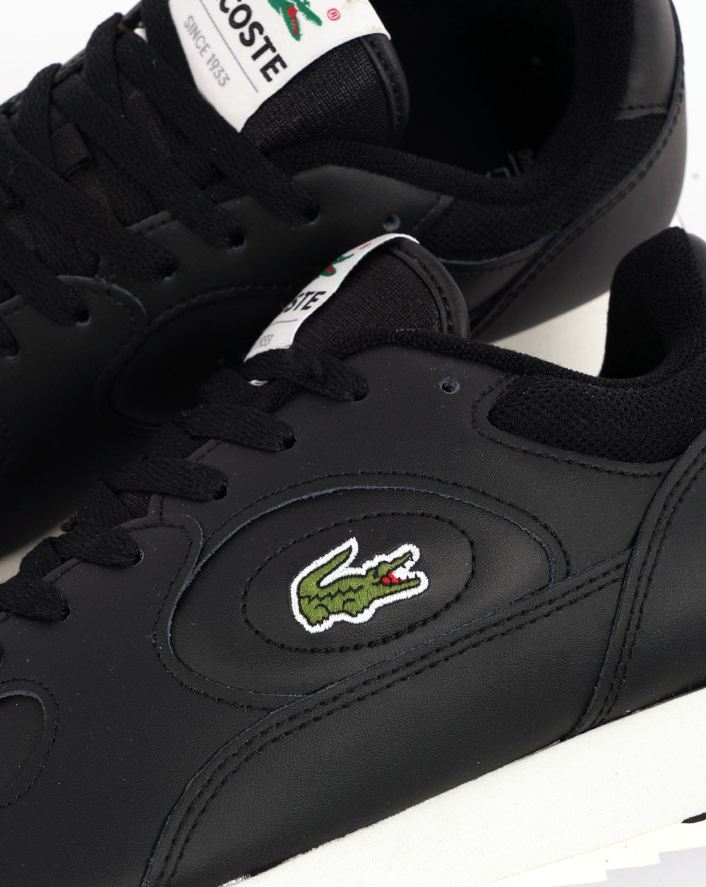 Lacoste Linetrack Leder-Sneaker Schwarz/Off-White