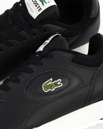 Lacoste Linetrack Leder-Sneaker Schwarz/Off-White