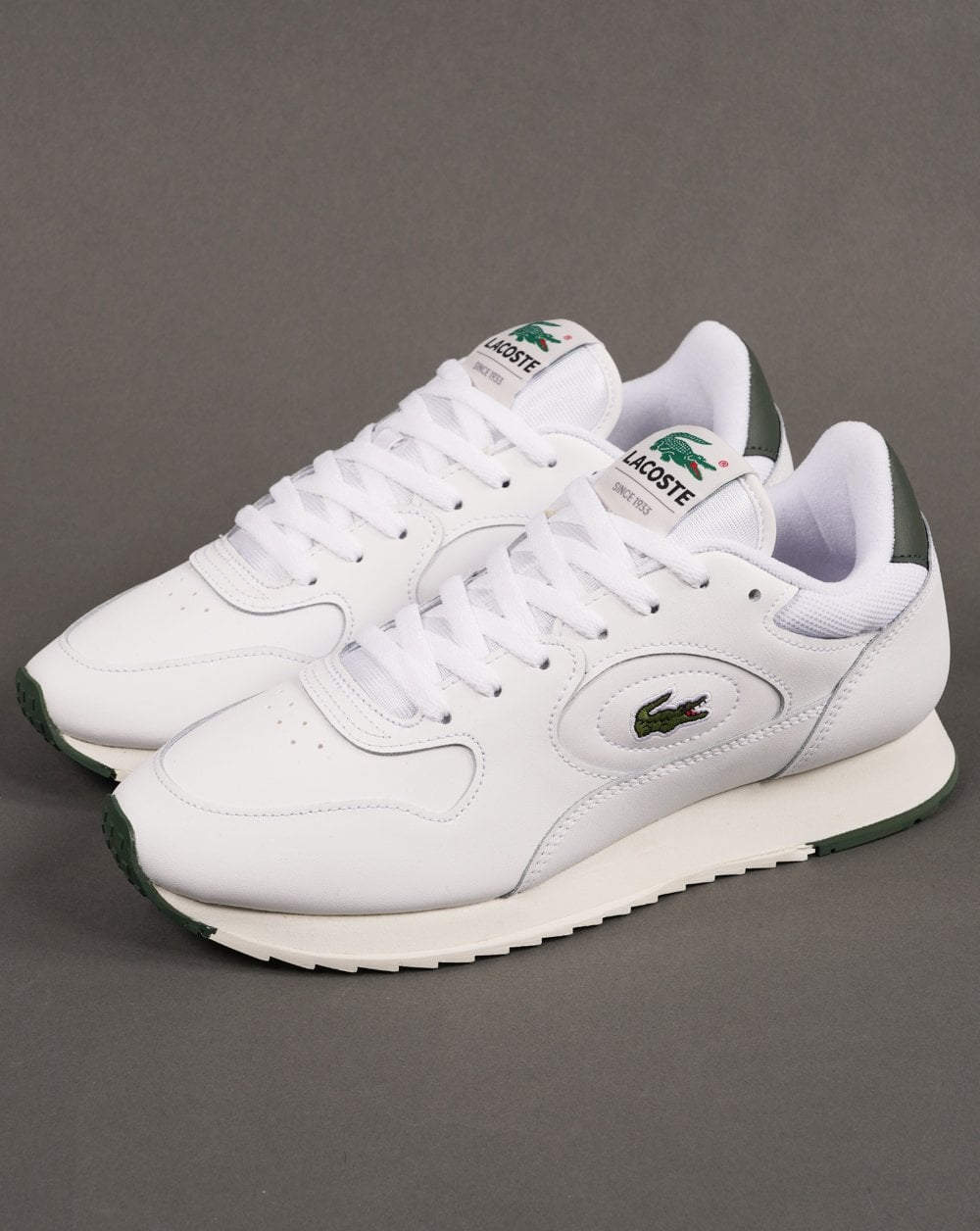 Lacoste Linetrack Leather Trainer White/Green