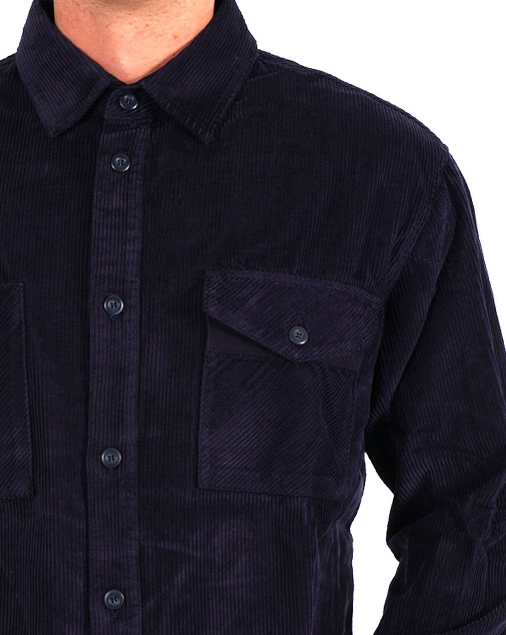 Benetton – Geripptes Cord-Overshirt in Marineblau