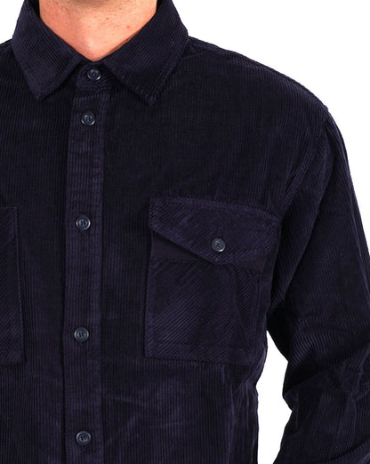 Benetton – Geripptes Cord-Overshirt in Marineblau