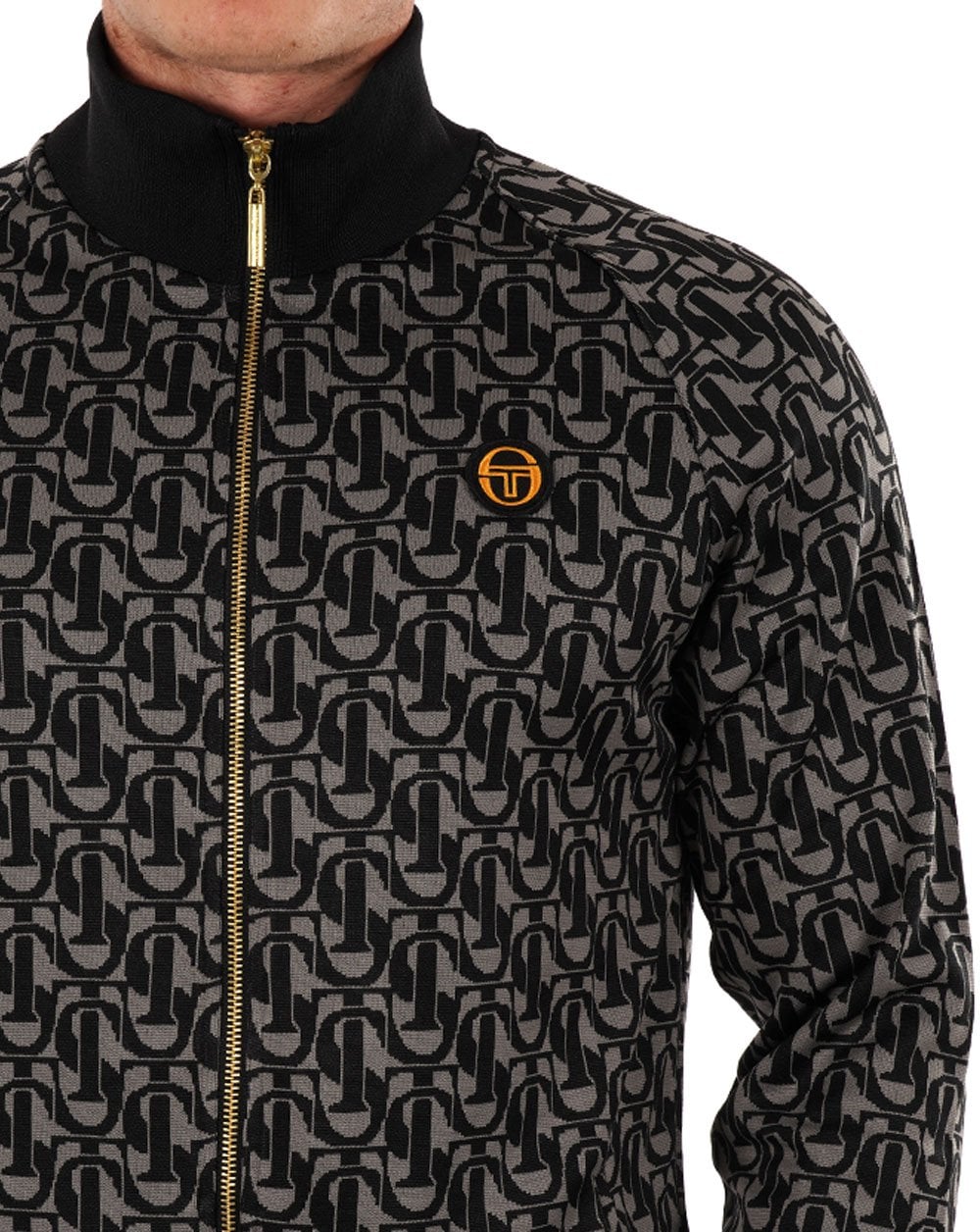 Sergio Tacchini – Trainingsjacke mit Monogramm in Schwarz und Anthrazit