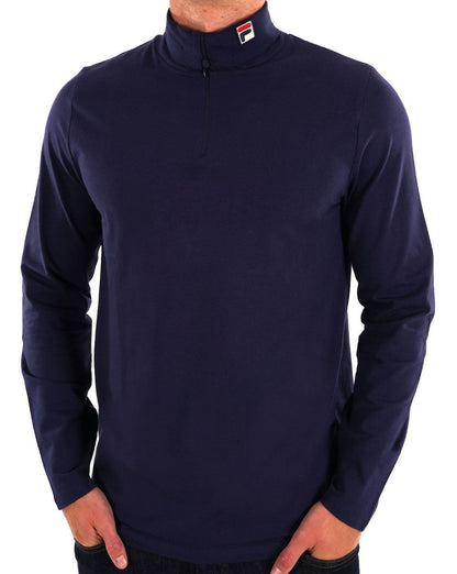 Fila Vintage Neil Rollkragenpullover mit Reißverschluss, Marineblau