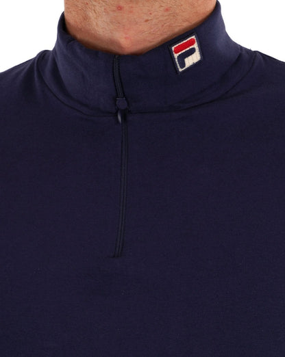 Fila Vintage Neil Rollkragenpullover mit Reißverschluss, Marineblau