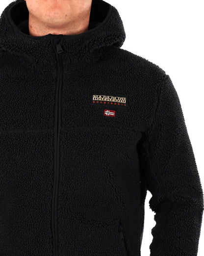 Napapijri Fleecejacke mit durchgehendem Reißverschluss und Kapuze Schwarz