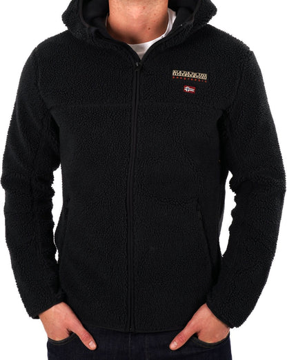 Napapijri Fleecejacke mit durchgehendem Reißverschluss und Kapuze Schwarz
