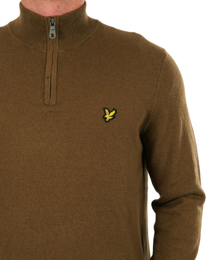 Lyle &amp; Scott Merinopullover mit Viertelreißverschluss, Wild Nettle