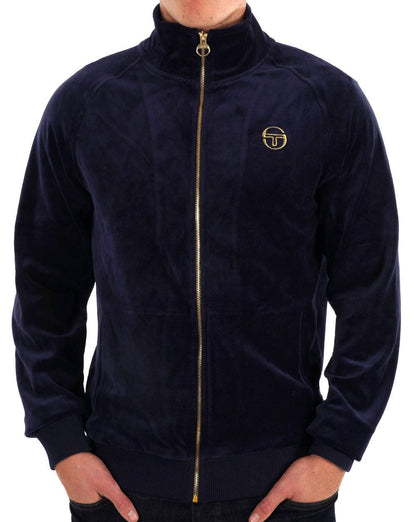 Sergio Tacchini – Klassisches Velours-Trainingsoberteil, Marineblau