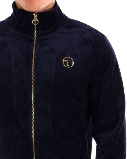 Sergio Tacchini – Klassisches Velours-Trainingsoberteil, Marineblau