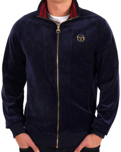 Sergio Tacchini – Klassisches Velours-Trainingsoberteil, Marineblau