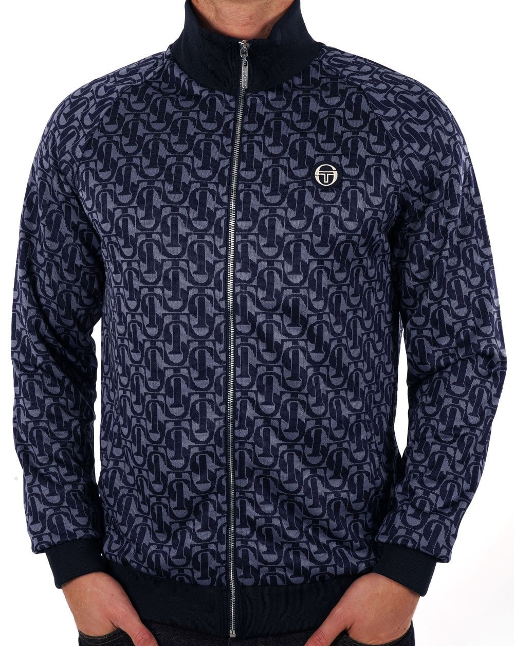Sergio Tacchini Monogramm-Trainingsoberteil, Marineblau