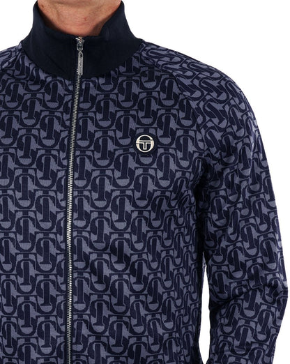Sergio Tacchini Monogramm-Trainingsoberteil, Marineblau