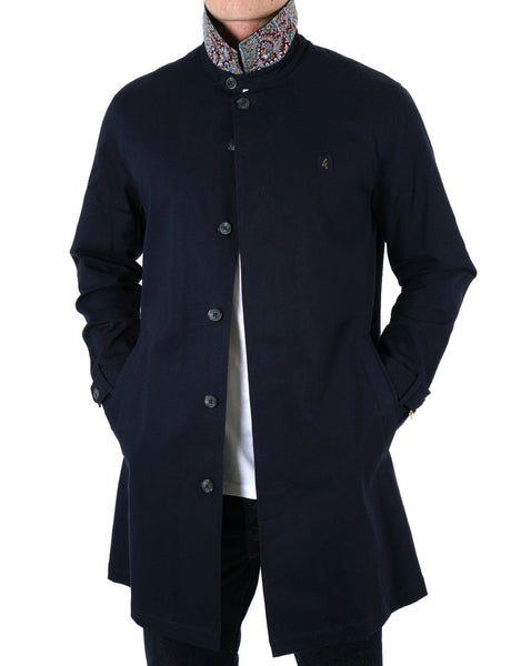 Gabicci Vintage Paisley Collar Mac Navy