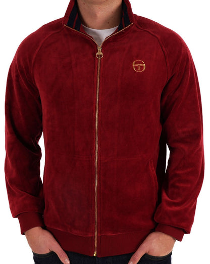 Sergio Tacchini Klassisches Velours-Trainingsoberteil, Dunkelrot