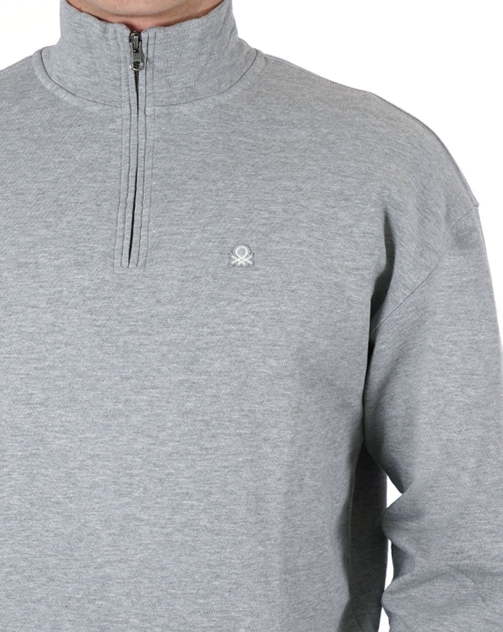 Benetton Sweatshirt mit Viertelreißverschluss in Grau