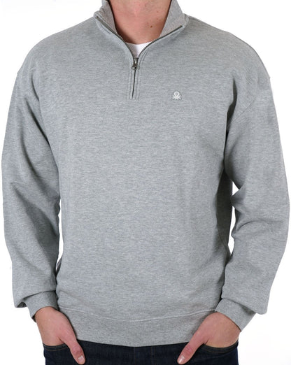 Benetton Sweatshirt mit Viertelreißverschluss in Grau
